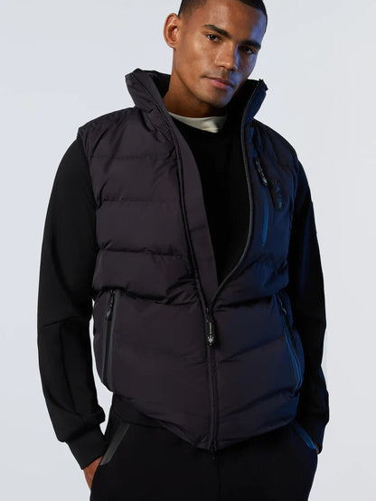 Black Quilted Vest with Zip Closure