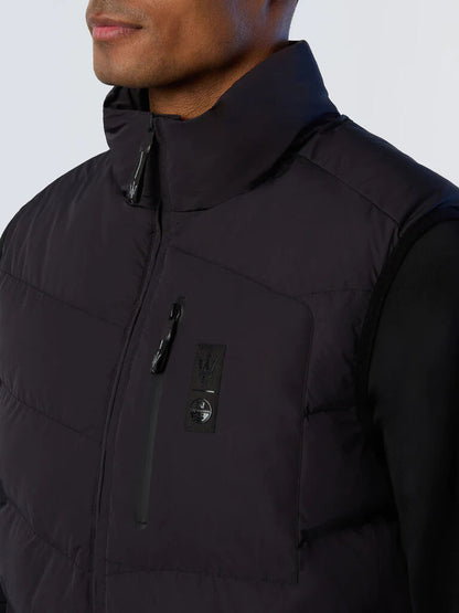 Black Quilted Vest with Zip Closure
