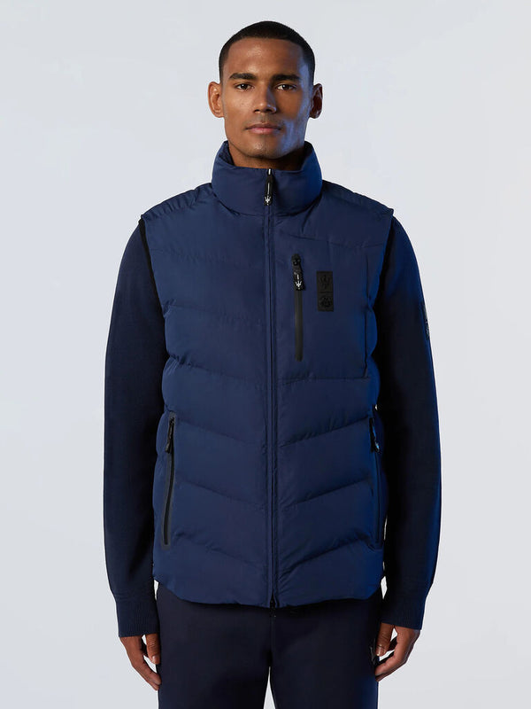 Navy Quilted Puffer Vest with High Collar