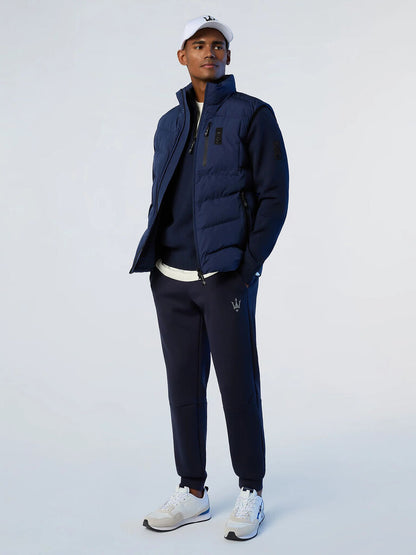 Navy Quilted Puffer Vest with High Collar