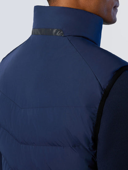 Navy Quilted Puffer Vest with High Collar