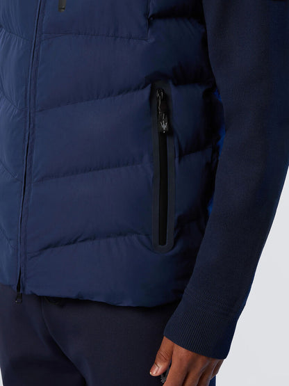 Navy Quilted Puffer Vest with High Collar