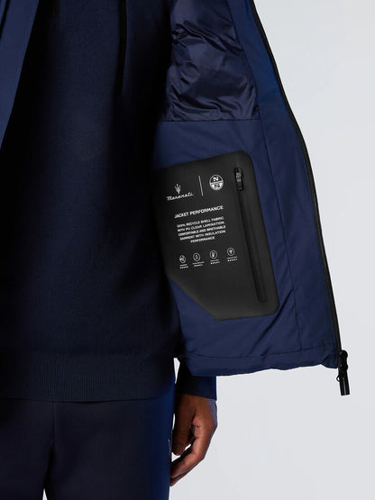 Navy Quilted Puffer Vest with High Collar