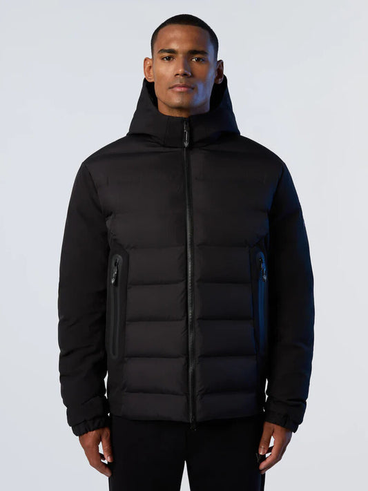 Black Quilted Puffer Jacket with Hood