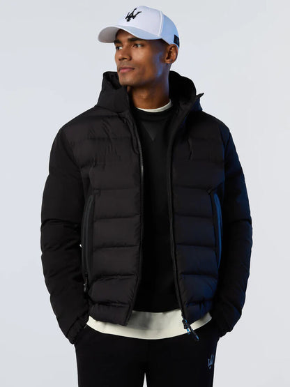 Black Quilted Puffer Jacket with Hood