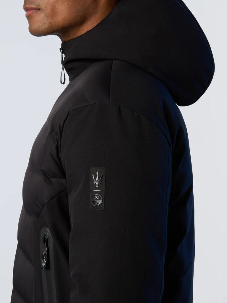 Black Quilted Puffer Jacket with Hood