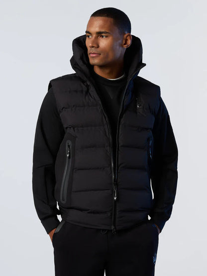 Black Quilted Puffer Vest with Hood