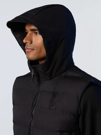 Black Quilted Puffer Vest with Hood