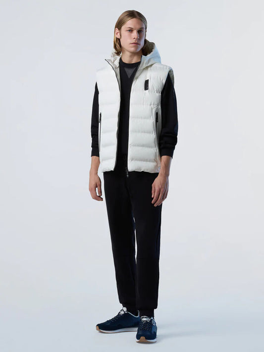 White Puffer Vest with Zippered Pockets