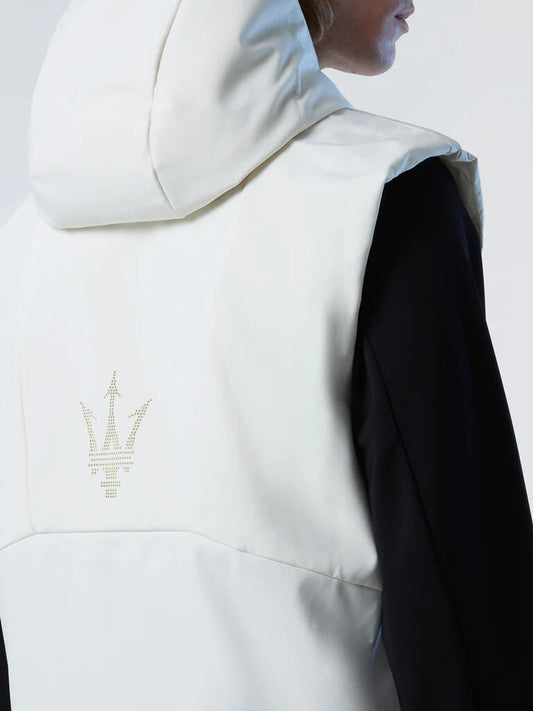 White Puffer Vest with Zippered Pockets