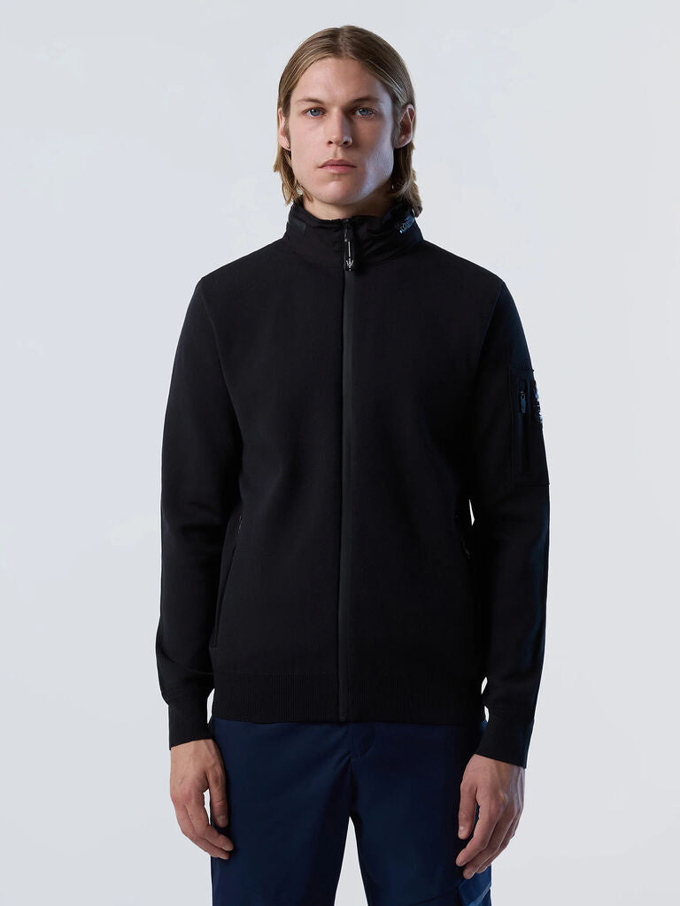 Black Zip-Up Jacket with High Neck
