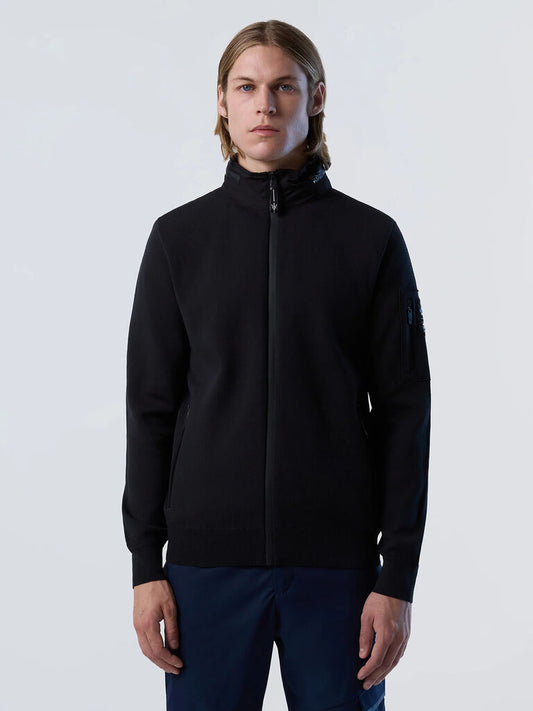 Black Zip-Up Jacket with High Neck