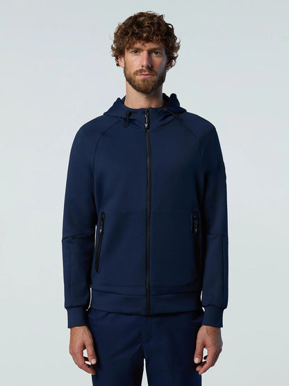 Navy Zipper-Hooded Jacket with Pockets
