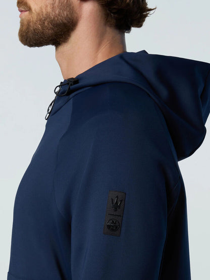 Navy Zipper-Hooded Jacket with Pockets