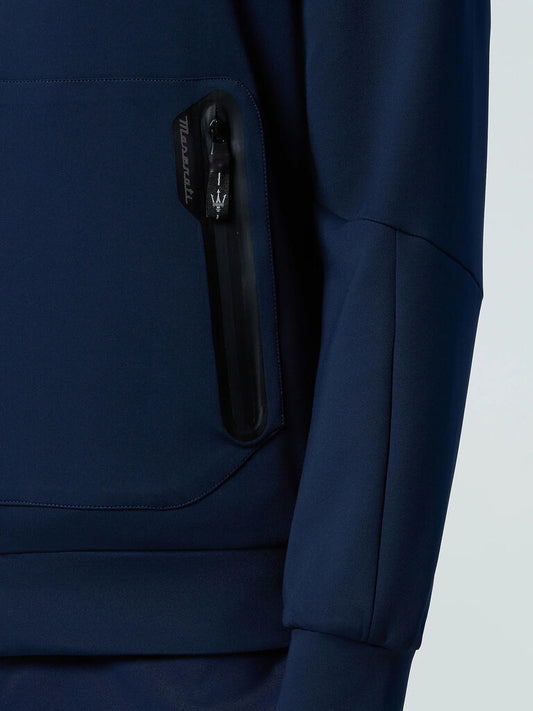 Navy Zipper-Hooded Jacket with Pockets
