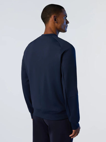Navy Neoprene Sweatshirt with Logo Detail