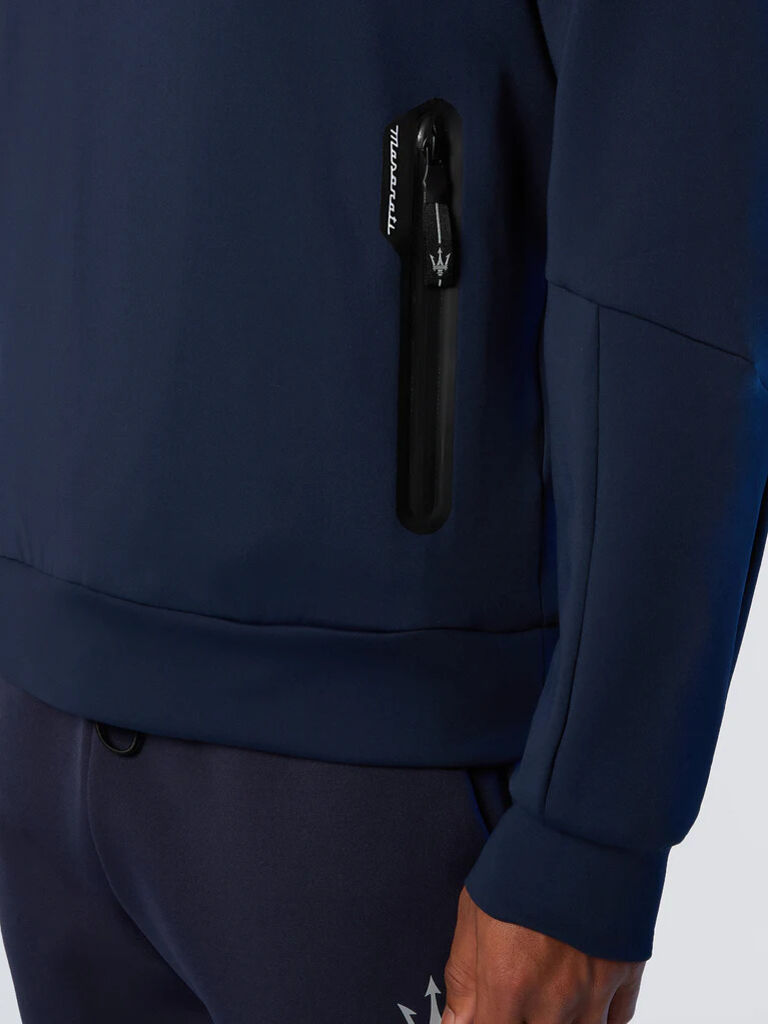 Navy Neoprene Sweatshirt with Logo Detail