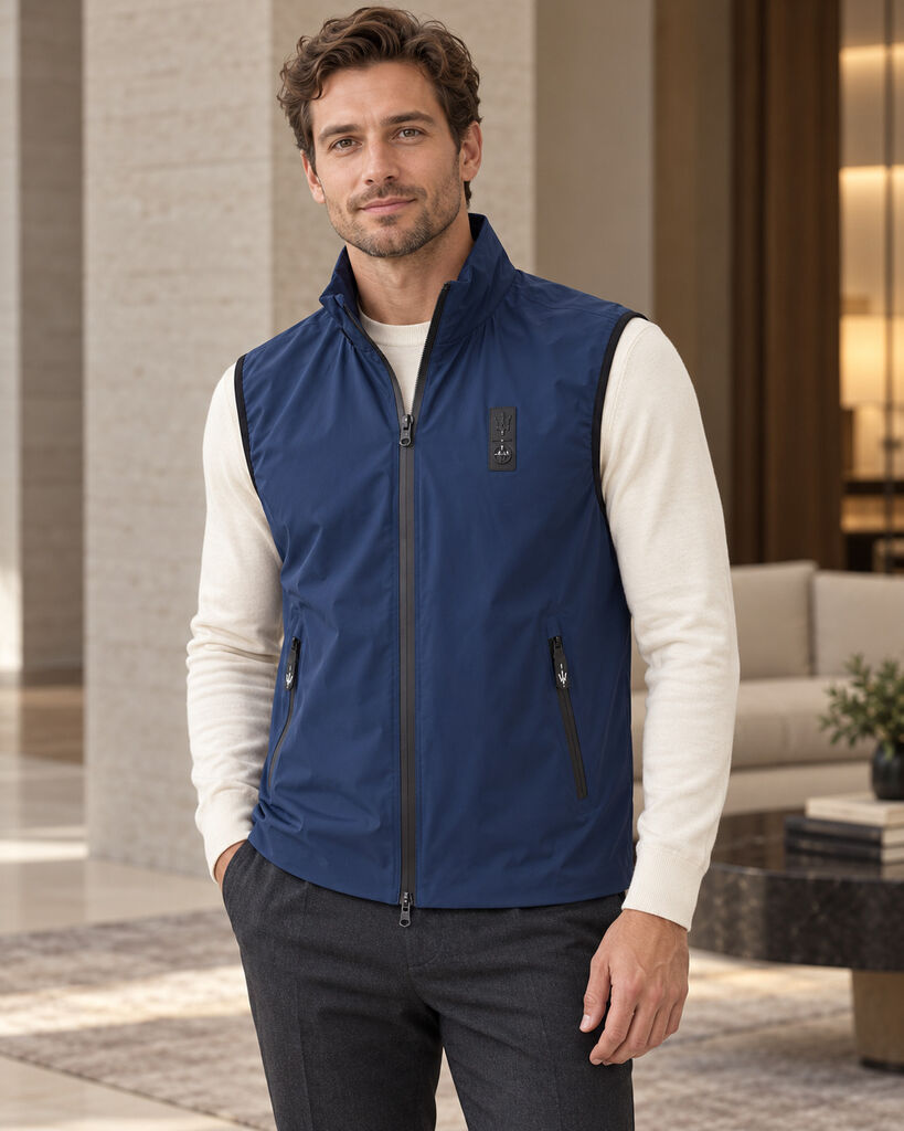Navy Zip-Up Sleeveless Vest