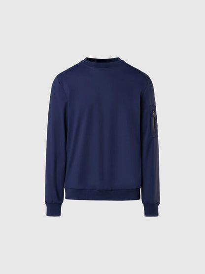 Navy Crewneck Sweatshirt with Arm Pocket