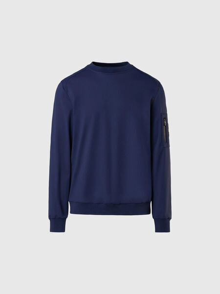 Navy Crewneck Sweatshirt with Arm Pocket