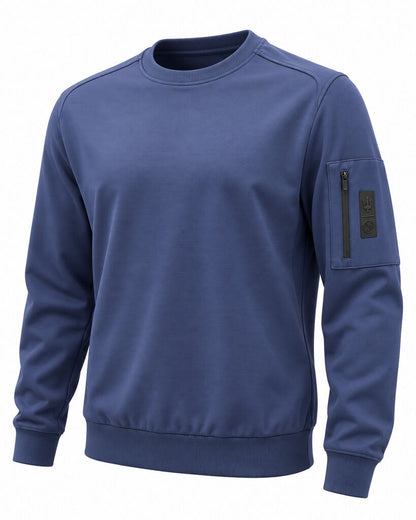 Navy Crewneck Sweatshirt with Arm Pocket