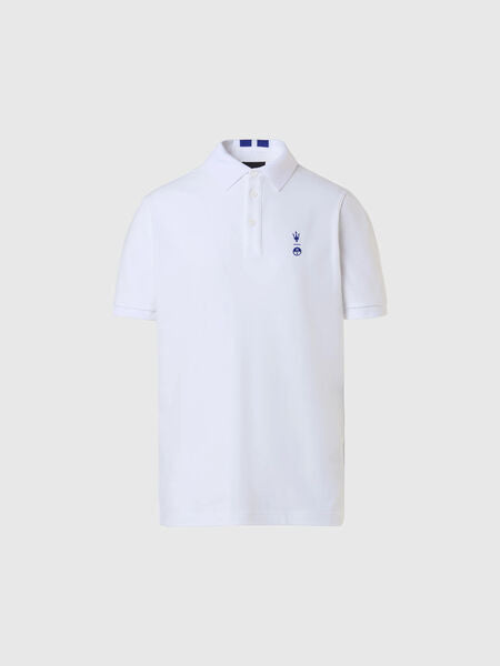 White Cotton Polo Shirt with Embroidered Logo