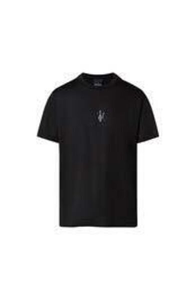 Black Cotton Crew Neck T-Shirt with Logo Detail