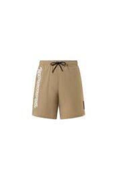 Beige Board Shorts with Graphic Side Print
