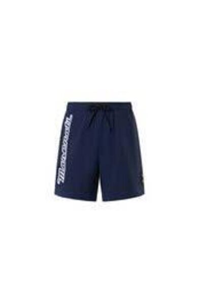 Navy Athletic Shorts with Graphic Detail