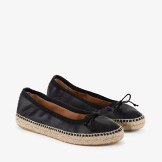 Black Espadrille Style Flats with Bow Detail