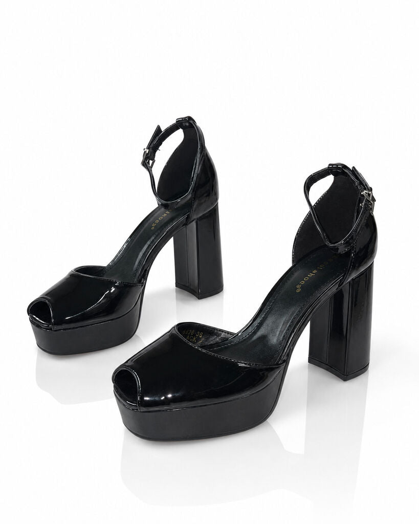 Ankle Strap Pump Vernice BLACK