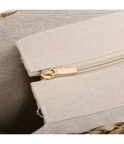 Natural Woven Straw Tote with Tassel Accents
