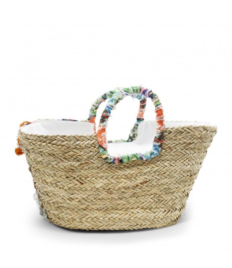 Colorful Embellished Straw Tote with Floral Accents