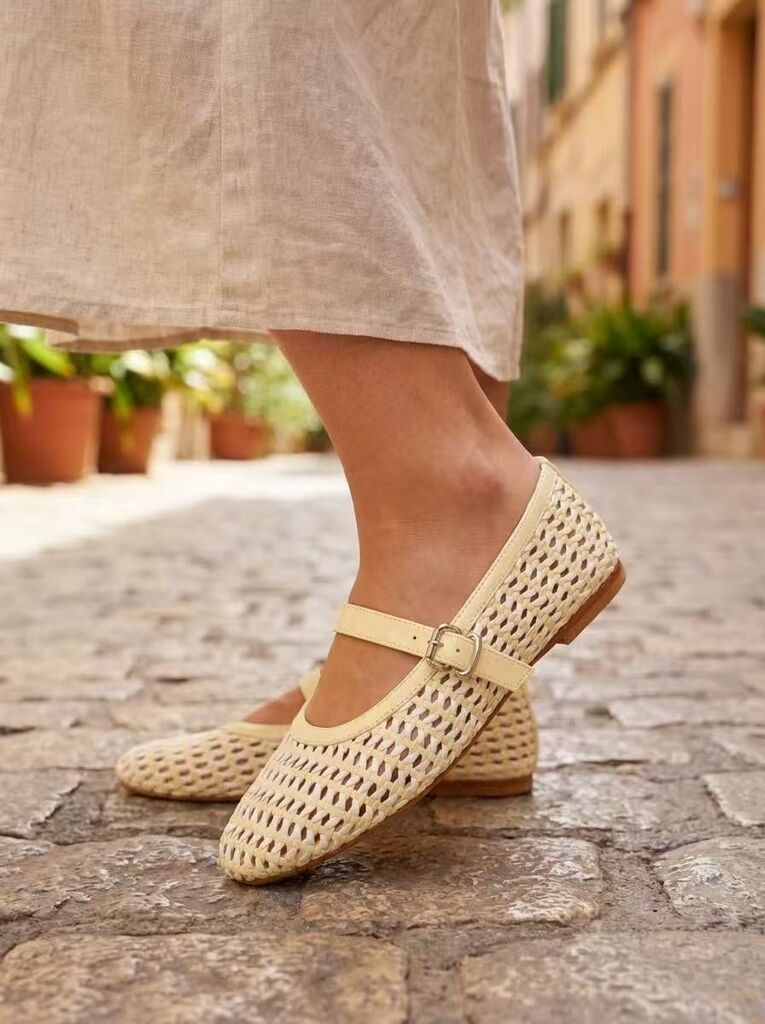 Mary Jane Shoe Braided.Nappa YELLOW