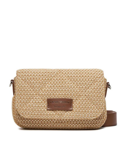 Beige Woven Crossbody Bag with Adjustable Strap