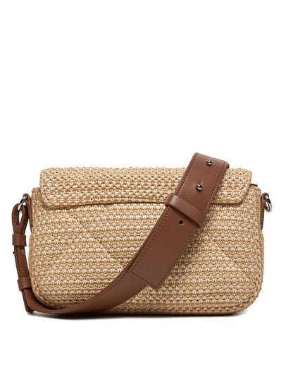 Beige Woven Crossbody Bag with Adjustable Strap