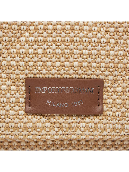 Beige Woven Crossbody Bag with Adjustable Strap