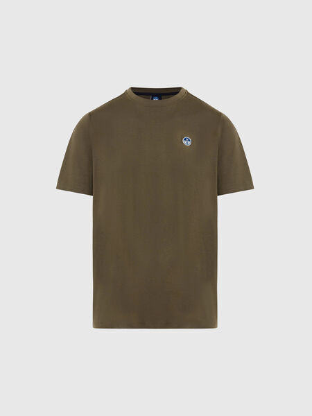 Olive Cotton Blend T-Shirt with Embroidered Logo
