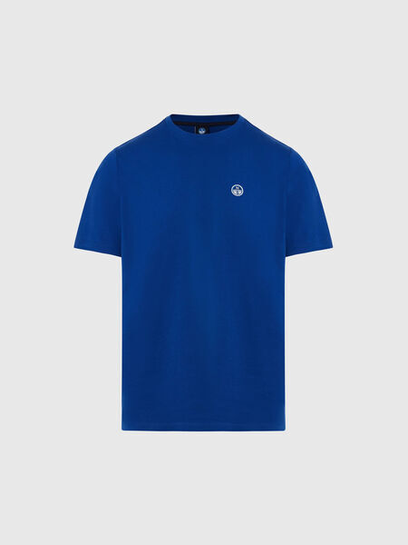 Royal Blue Cotton T-Shirt with Embroidered Detail