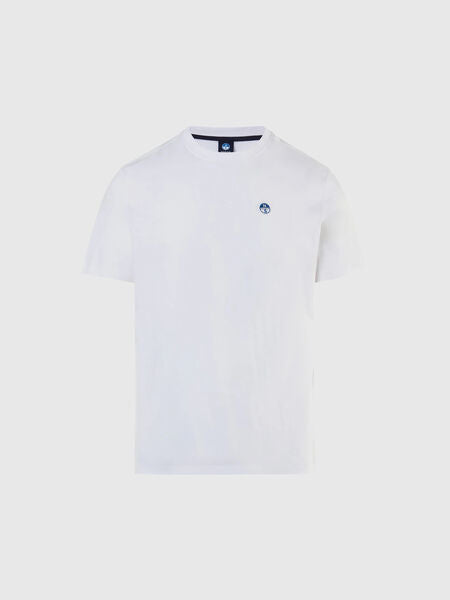 White Jersey T-Shirt with Embroidered Logo