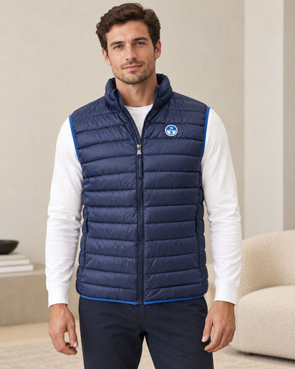 Navy Puffer Vest with Embroidered Logo