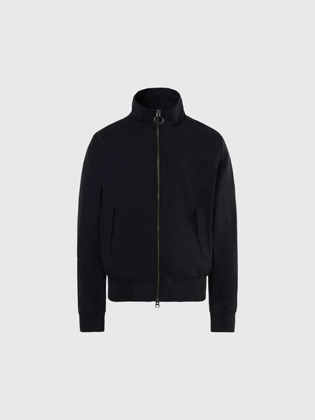 Black Nylon Bomber Jacket with Ribbed Hem