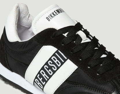 Black and White Logo Sneakers with Contrast Stripes