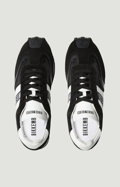 Black and White Logo Sneakers with Contrast Stripes