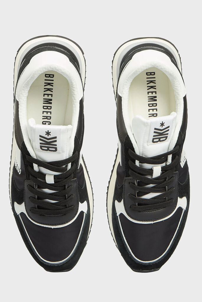 Black and White Athletic Sneakers with Logo Detail