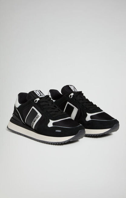 Black Suede Sneakers with Contrast Detailing