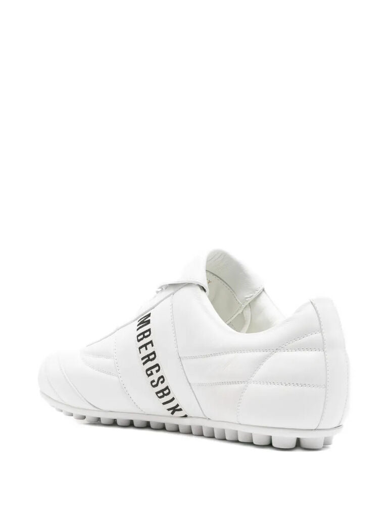 White Leather Athletic Sneakers with Logo Detail