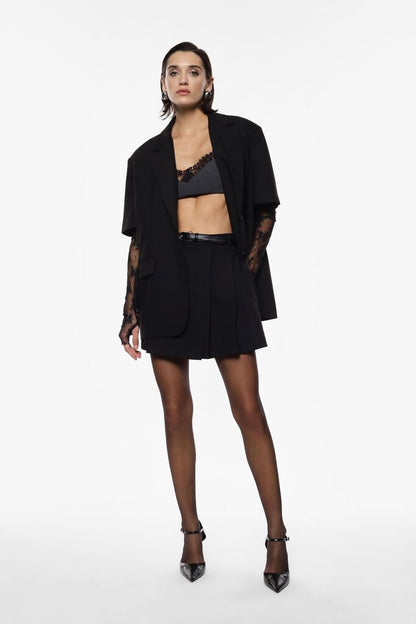 Deep Burgundy Pleated Mini Skort