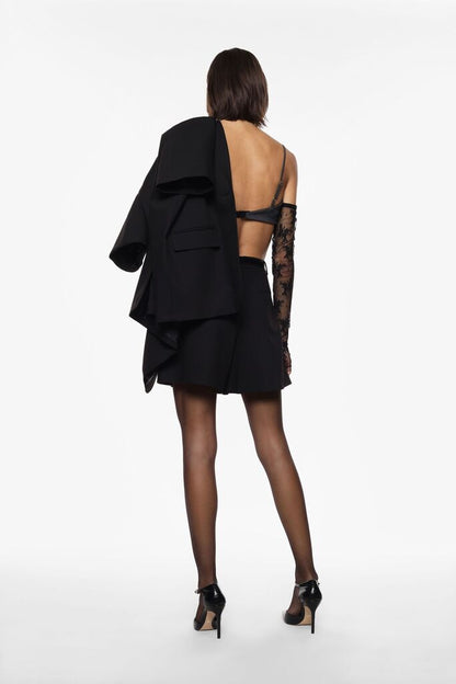 Deep Burgundy Pleated Mini Skort