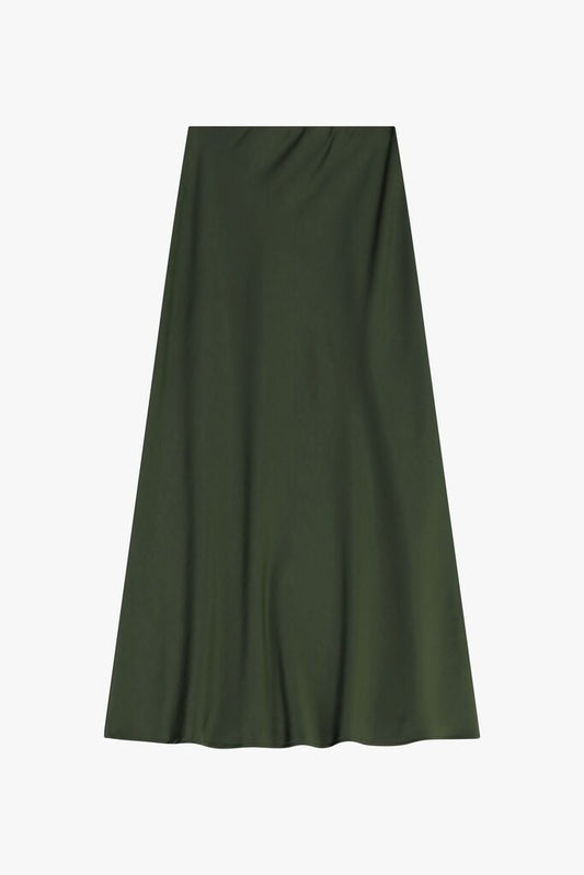 Olive A-Line Skirt with Flowing Silhouette
